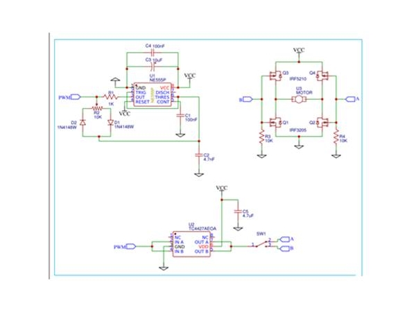 H-bridge motor drive circuit using MOSFET