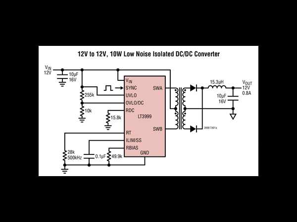 Low noise, 1A, 1MHz push-pull DC DC driver with duty cycle control function, LT3999